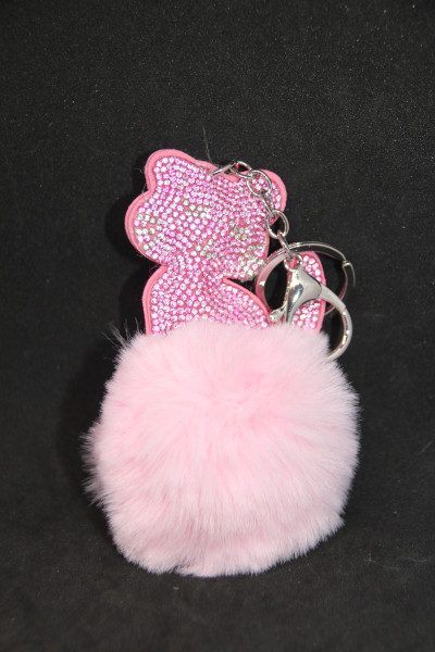 Pompon rose et strass
