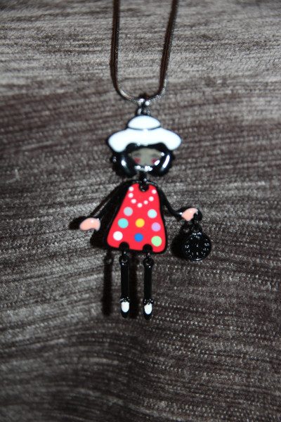 Collier Lolilota Mini Pépette robe vintage rouge à pois