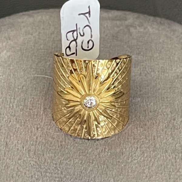 Très large bague OCLYS, soleil, strass