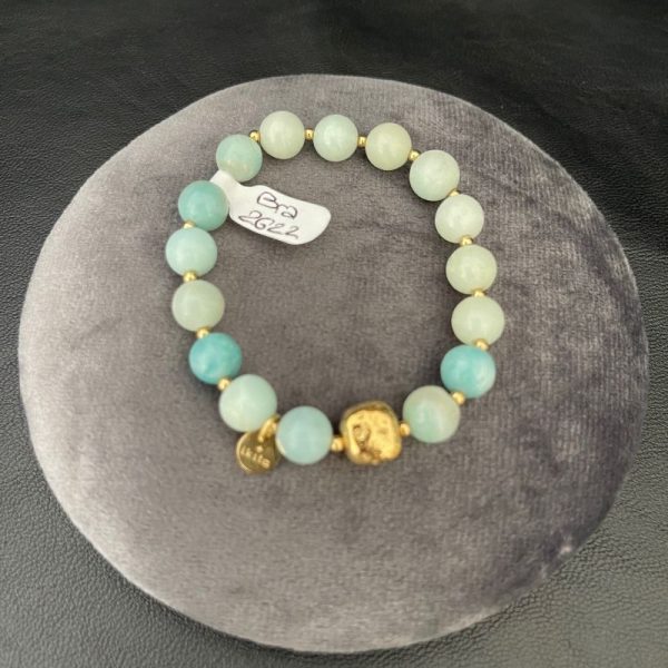 Bracelet élastique IKITA pierres vert d'eau