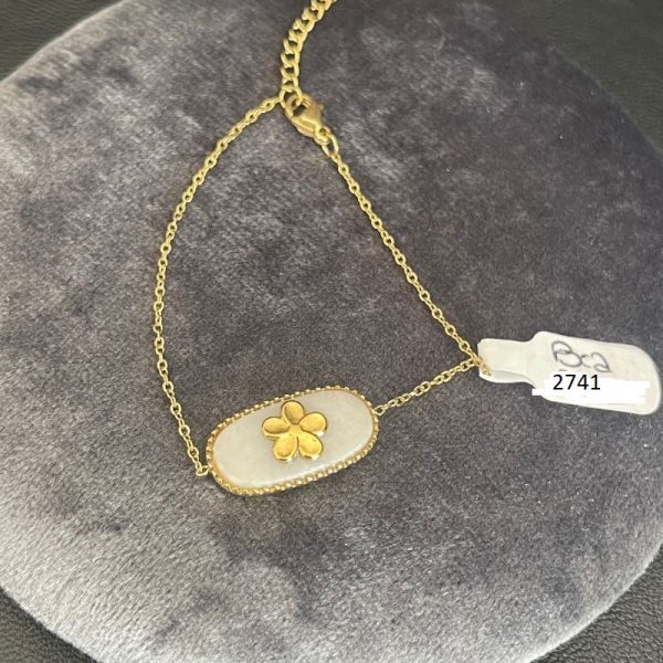 Bracelet IKITA doré, plaque fleur