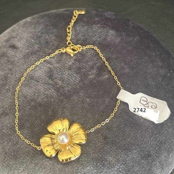 Bracelet IKITA fleur, perle blanche