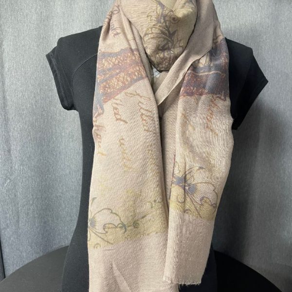 Foulard Paris horloge fond marron