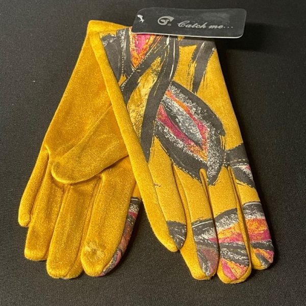 Gants graphique broderie fleur pour écran tactile