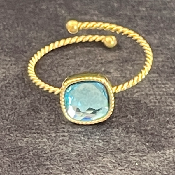 Bague BOHM torsadée et strass carré